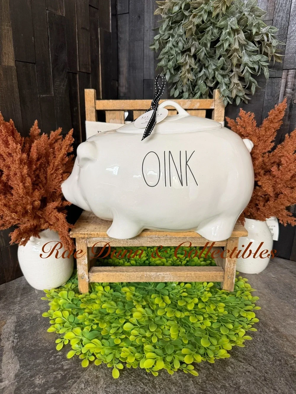 Rae Dunn White Ceramic Oink large canister
